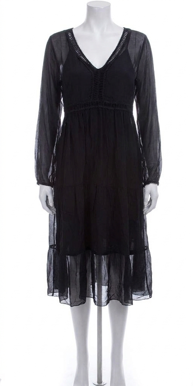 NEW GIGI MODA medina long sleeve midi dress in black